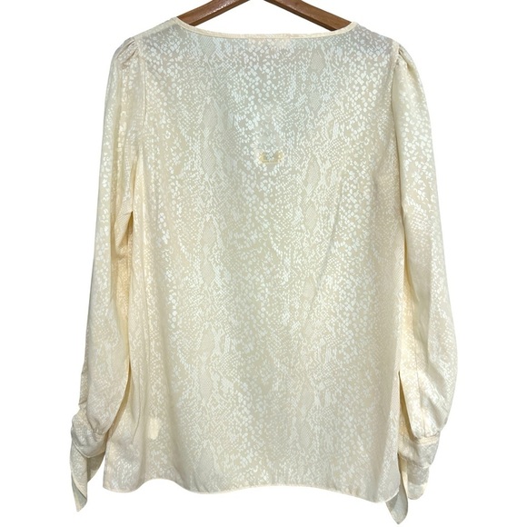 Michael Michael Kors Snakeskin Tie Cuff V-Neck Elegant Top Blouse Sz Medium - Picture 4 of 8